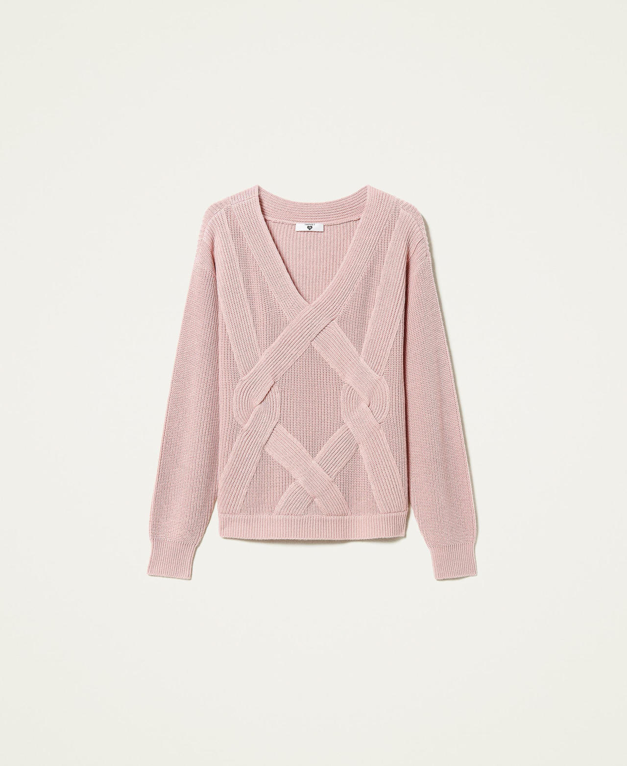 Wool blend fisherman's knit jumper Misty Rose Woman 212LI3NHH-0S