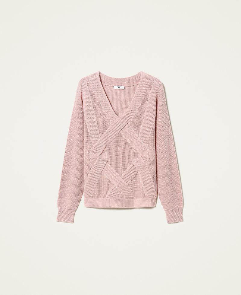 Wool blend fisherman's knit jumper Misty Rose Woman 212LI3NHH-0S