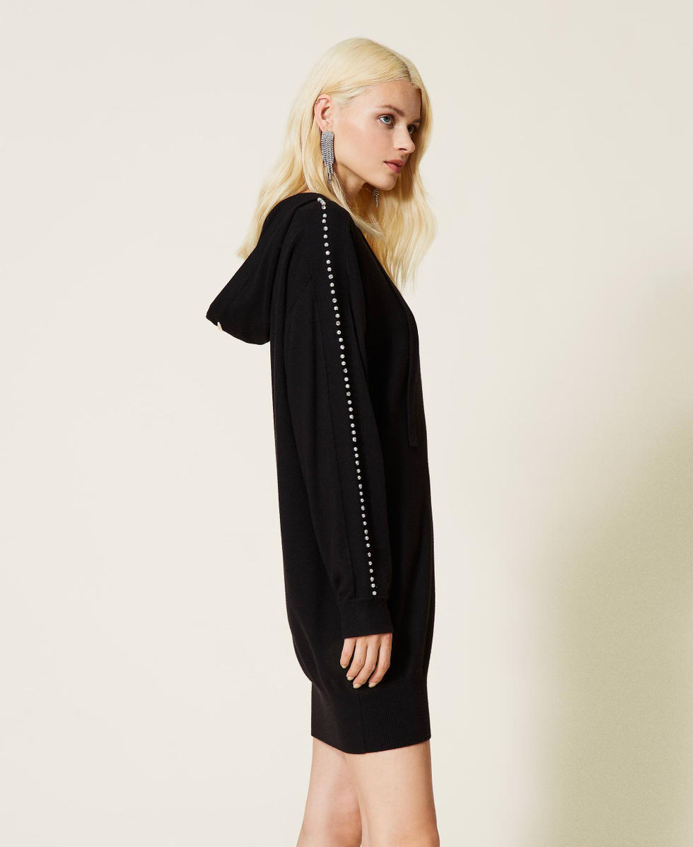 Knit dress with pearls Black Woman 212LI3PBB-03