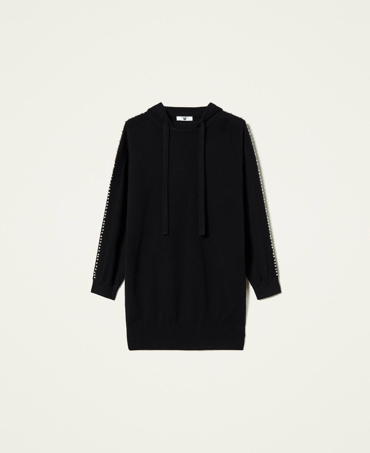 Strickkleid mit Perlen Schwarz Frau 212LI3PBB-0S