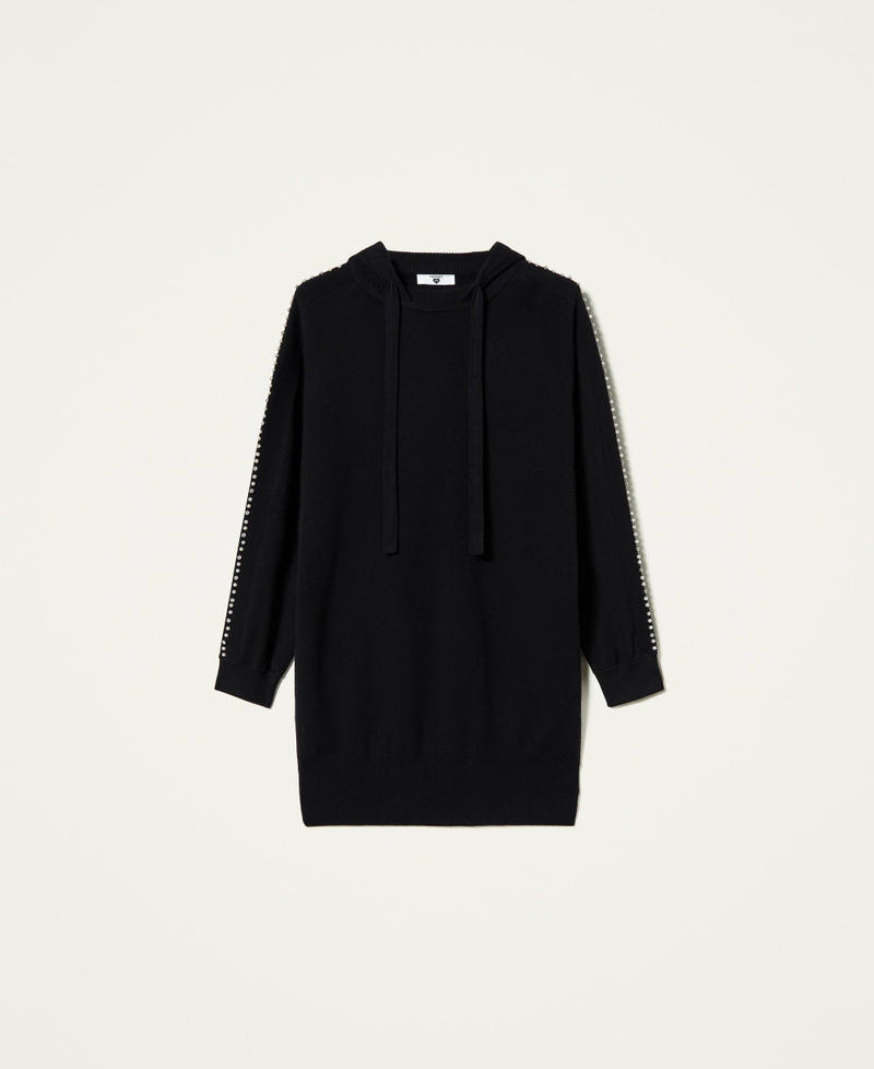 Strickkleid mit Perlen Schwarz Frau 212LI3PBB-0S