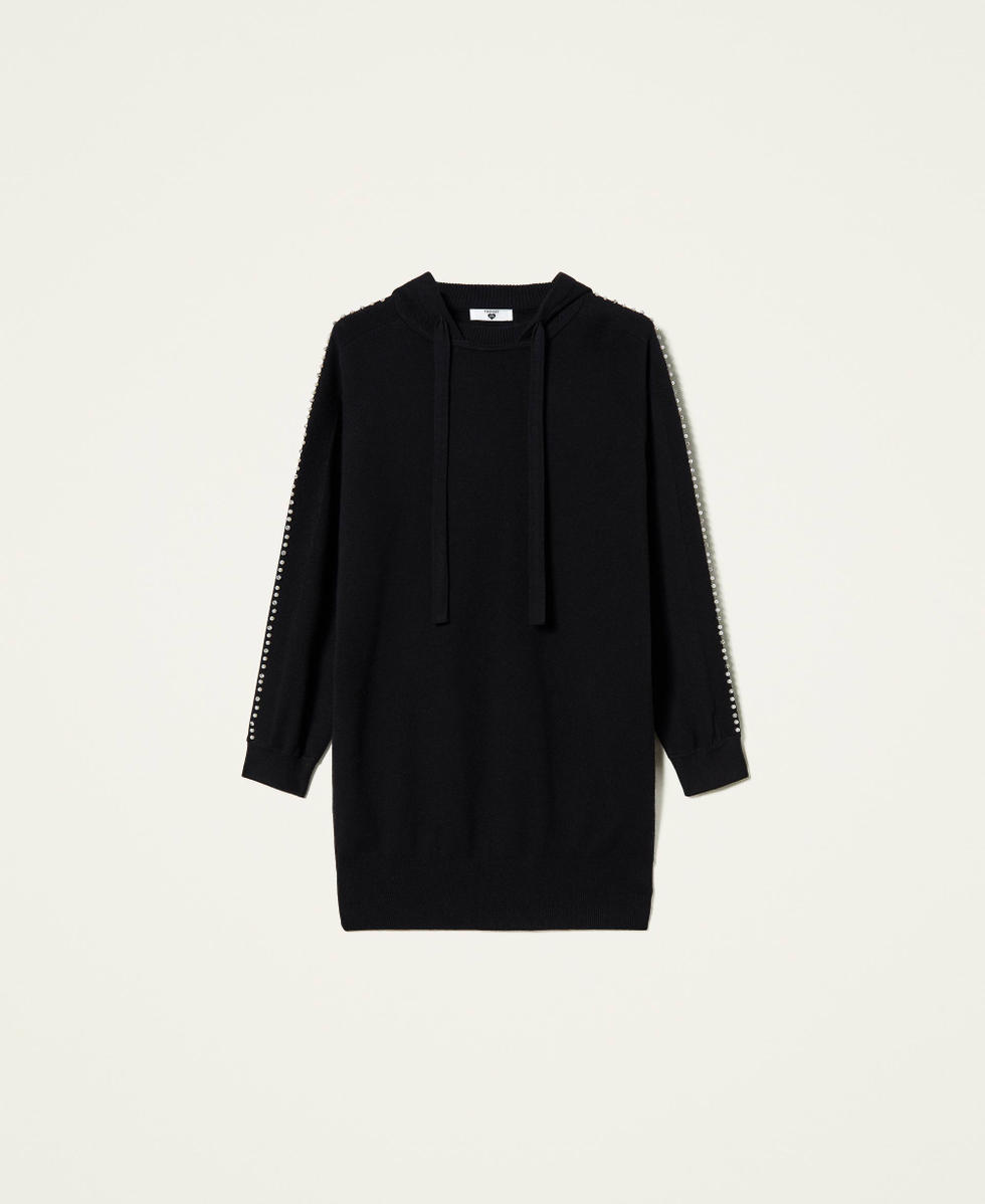 Knit dress with pearls Black Woman 212LI3PBB-0S