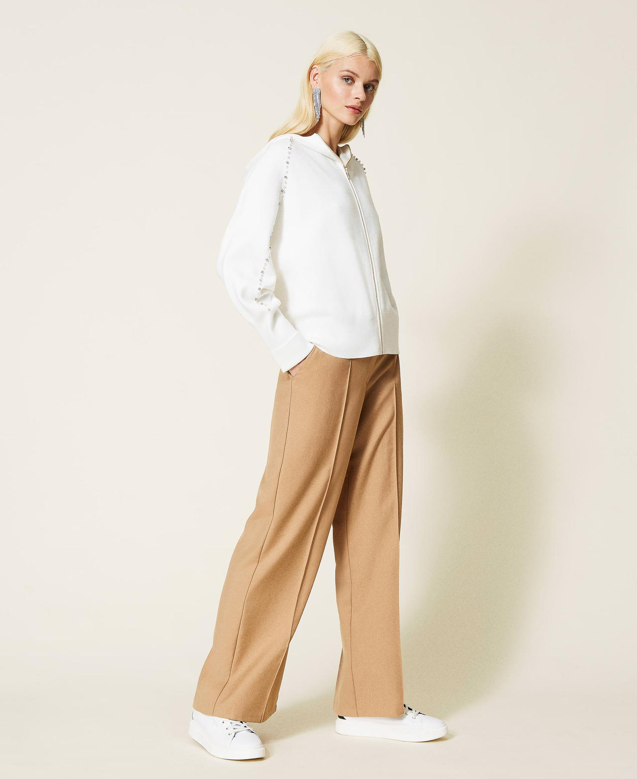 Giacca con perle e strass Avorio Donna 212LI3PCC-02