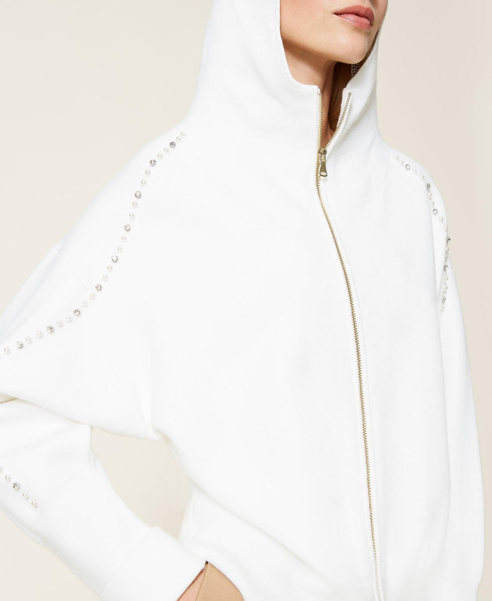 Jacket with pearls and rhinestones Ivory Woman 212LI3PCC-05