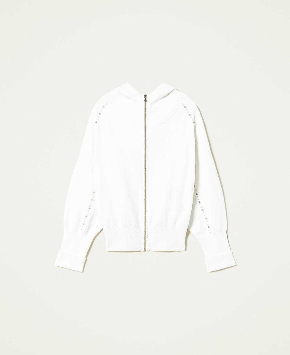 Jacket with pearls and rhinestones Ivory Woman 212LI3PCC-0S