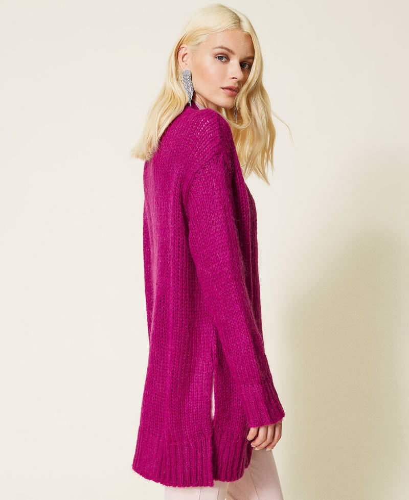 Double breasted cardigan with slits "Peony&rdquo; Fuchsia Woman 212LI3QYY-03