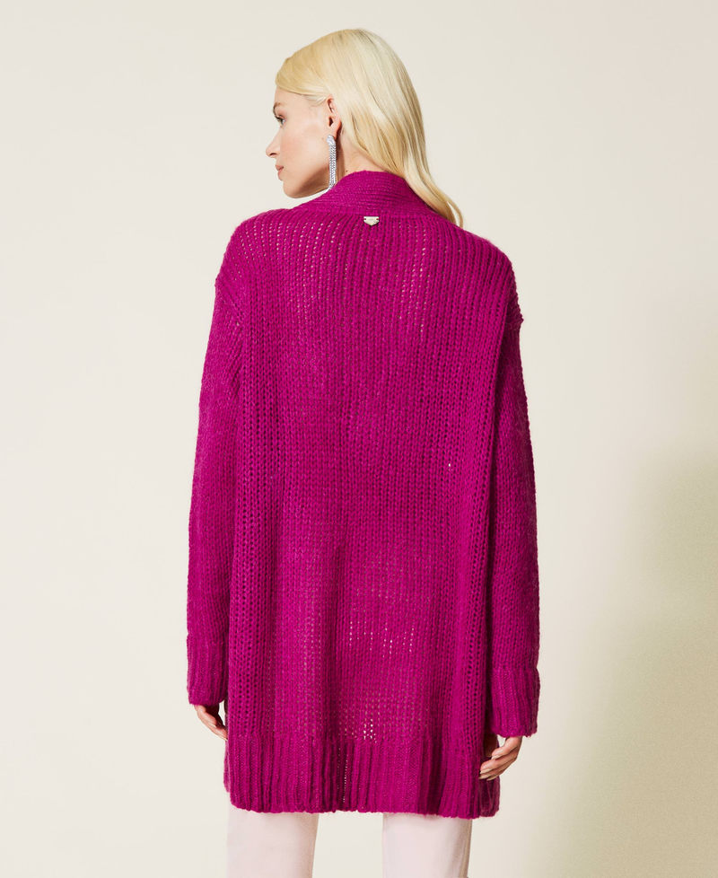 Double breasted cardigan with slits "Peony&rdquo; Fuchsia Woman 212LI3QYY-05
