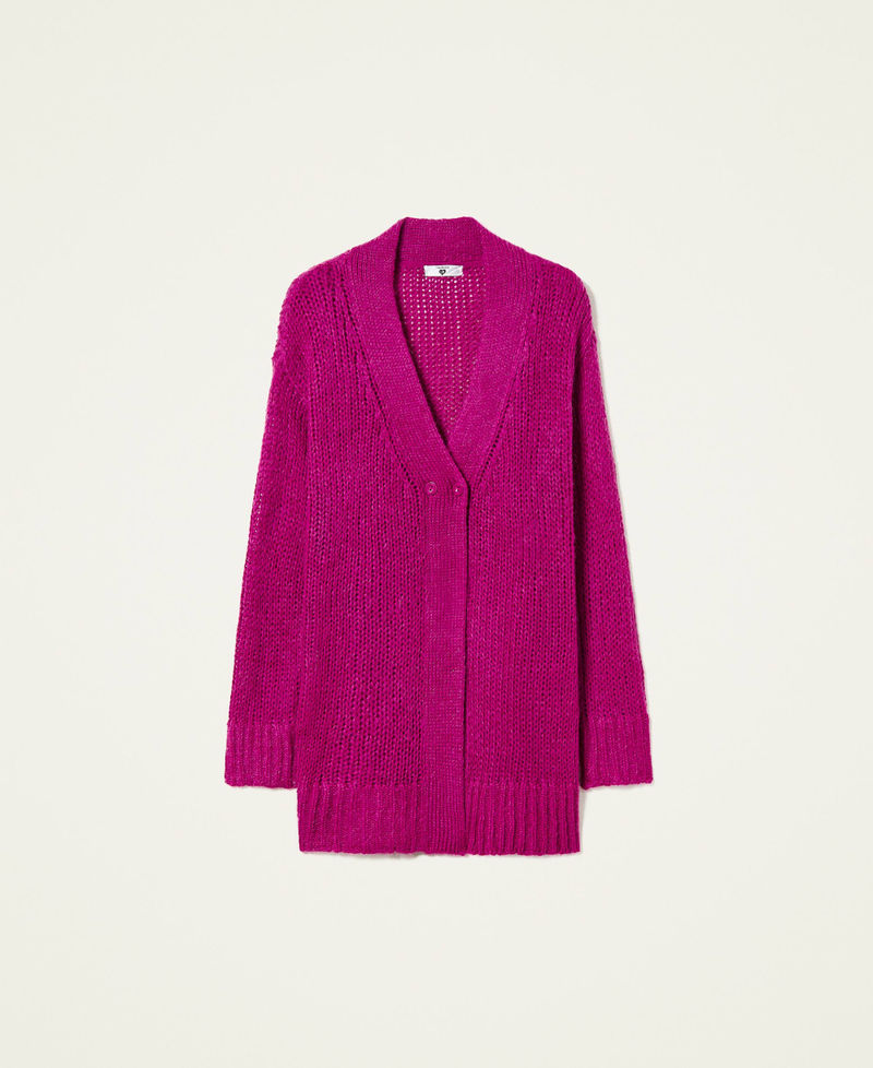 Double breasted cardigan with slits "Peony&rdquo; Fuchsia Woman 212LI3QYY-0S