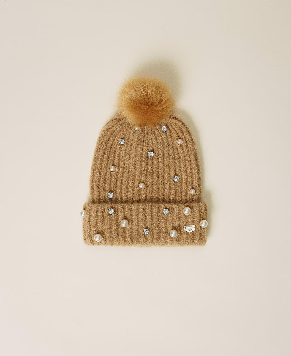 Berretto In Lana Morbido Con Pompon E Perle – Unisex, Circonferenza 56-60 Cm – Modello Invernale Alla Moda Per Donne E Ragazze