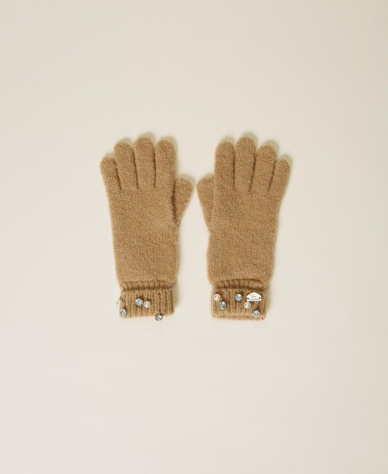 Gloves with pearls and rhinestones Desert Light Woman 212LI4ZCC-01