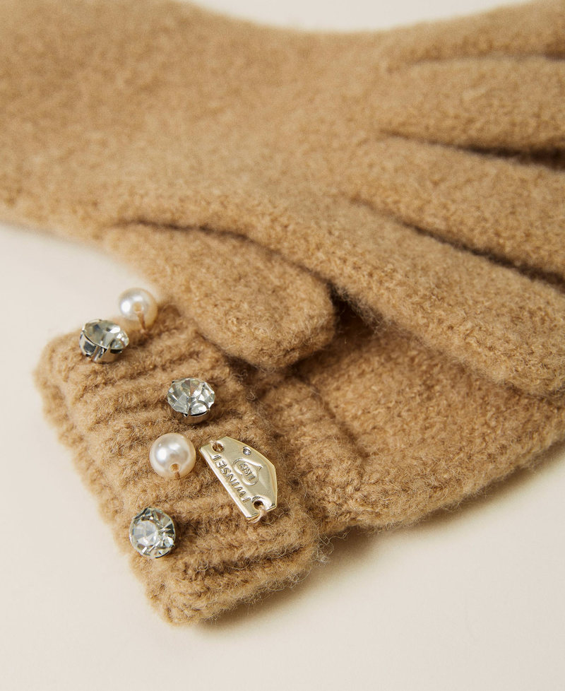 Gloves with pearls and rhinestones Desert Light Woman 212LI4ZCC-02