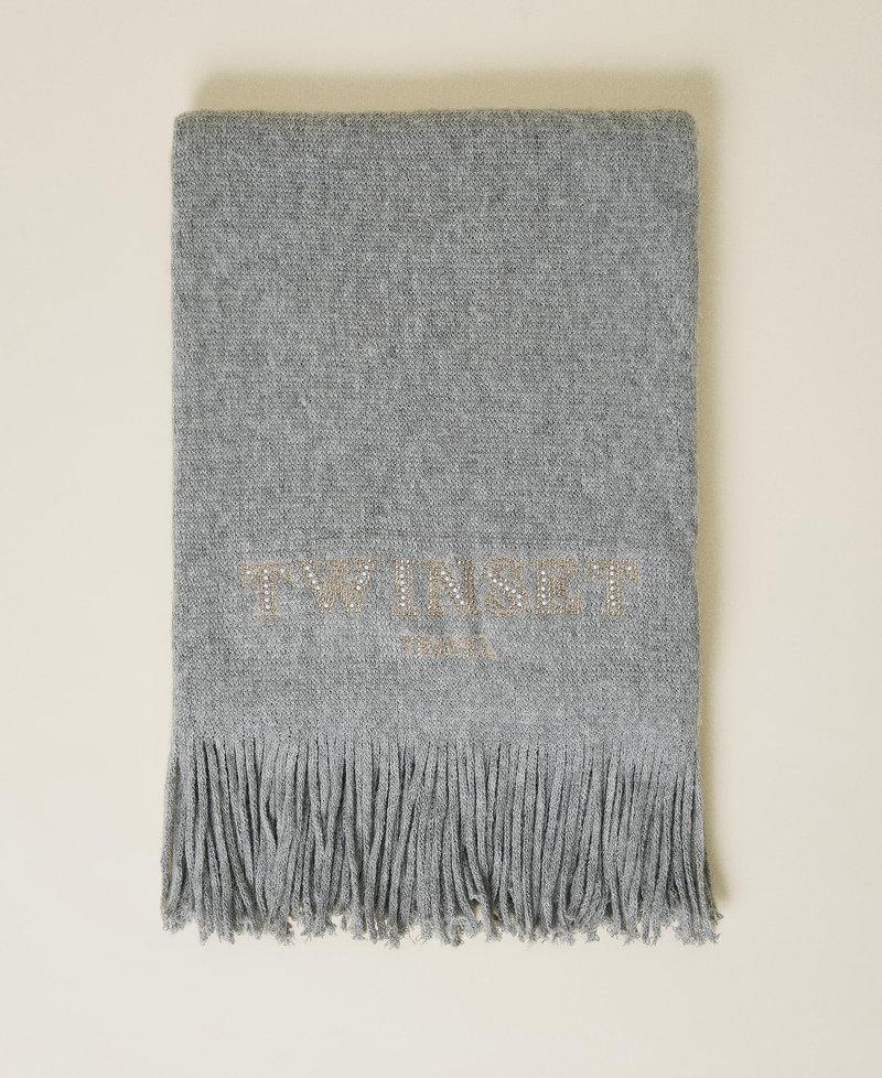 Sciarpa con logo e frange Grigio M&eacute;lange Donna 212LI4ZJJ-01