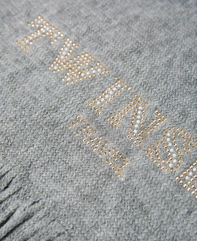 Sciarpa con logo e frange Grigio M&eacute;lange Donna 212LI4ZJJ-02