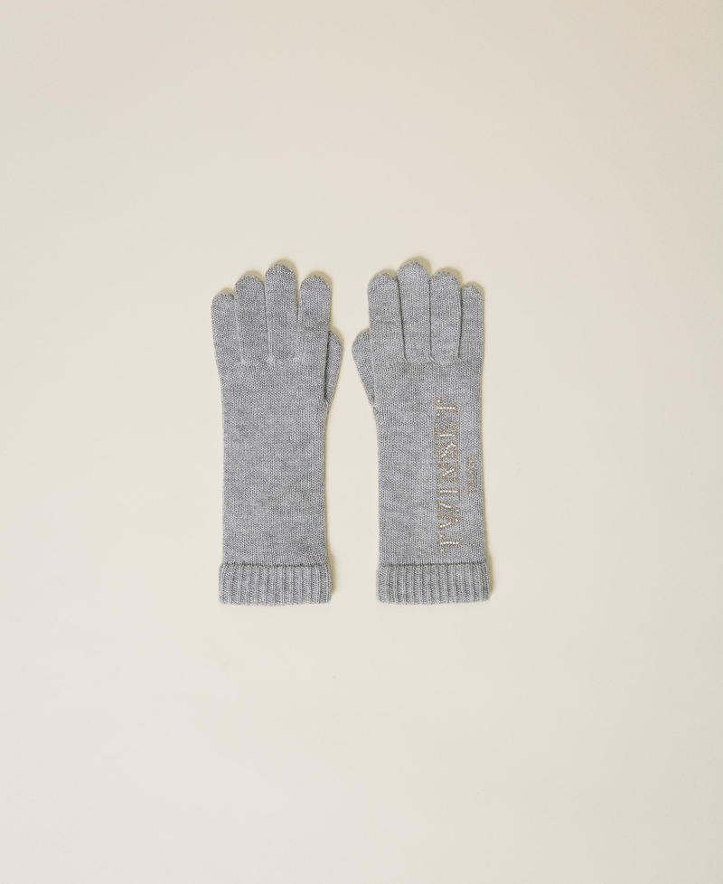 Gloves with studs and pearls Melange Grey Woman 212LI4ZKK-01