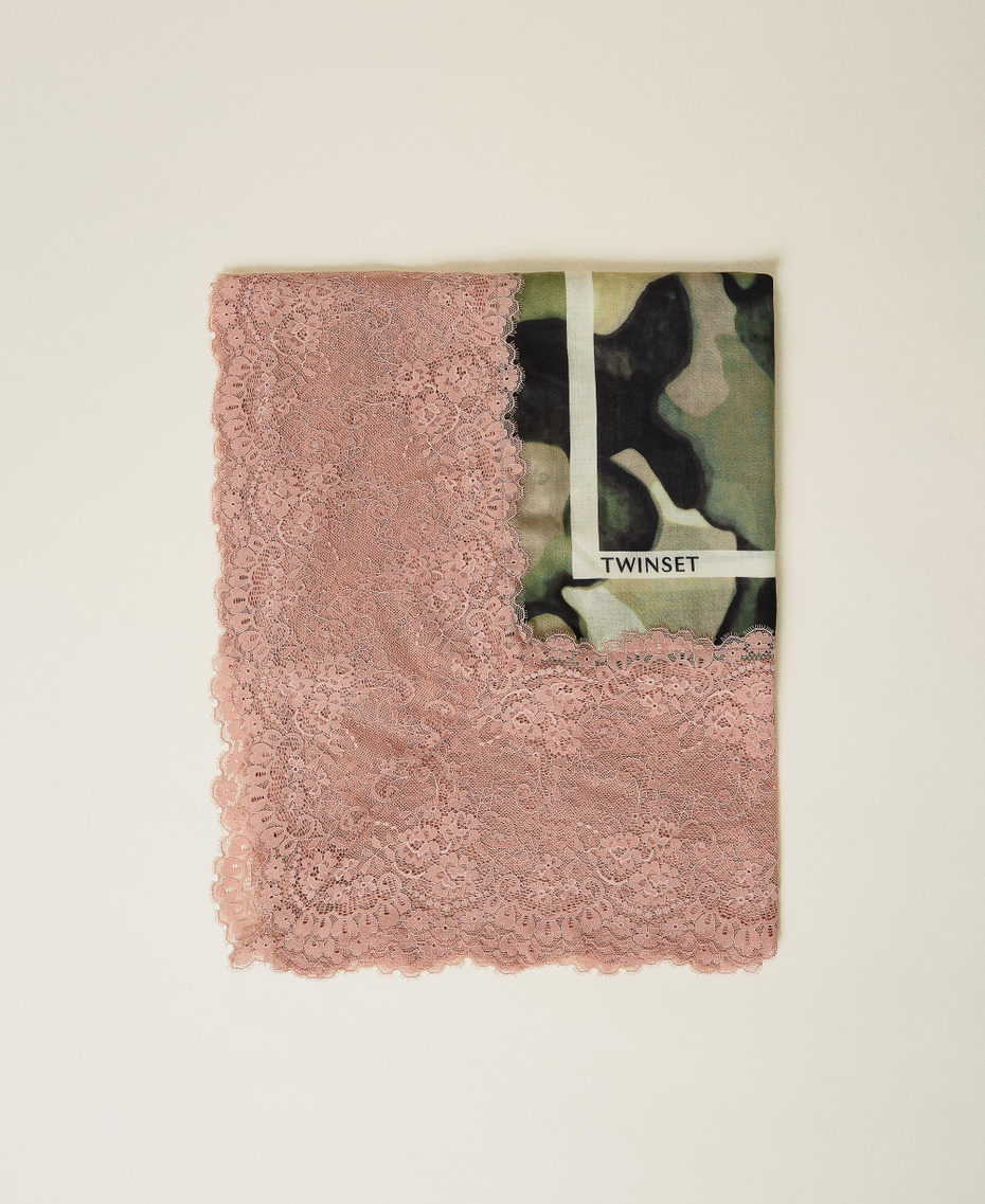 Tuch mit Print und Spitze Jungle-Camouflageprint Frau 212LI4ZLL-01