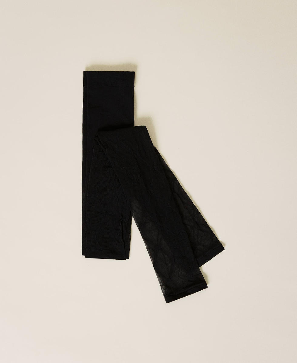 Netzleggings mit Logos Schwarz Frau 212LI4ZUU-02