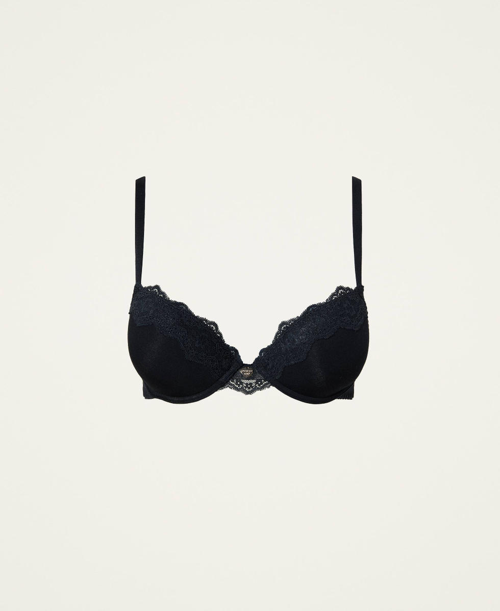 Push-up bra with lace Woman, Black