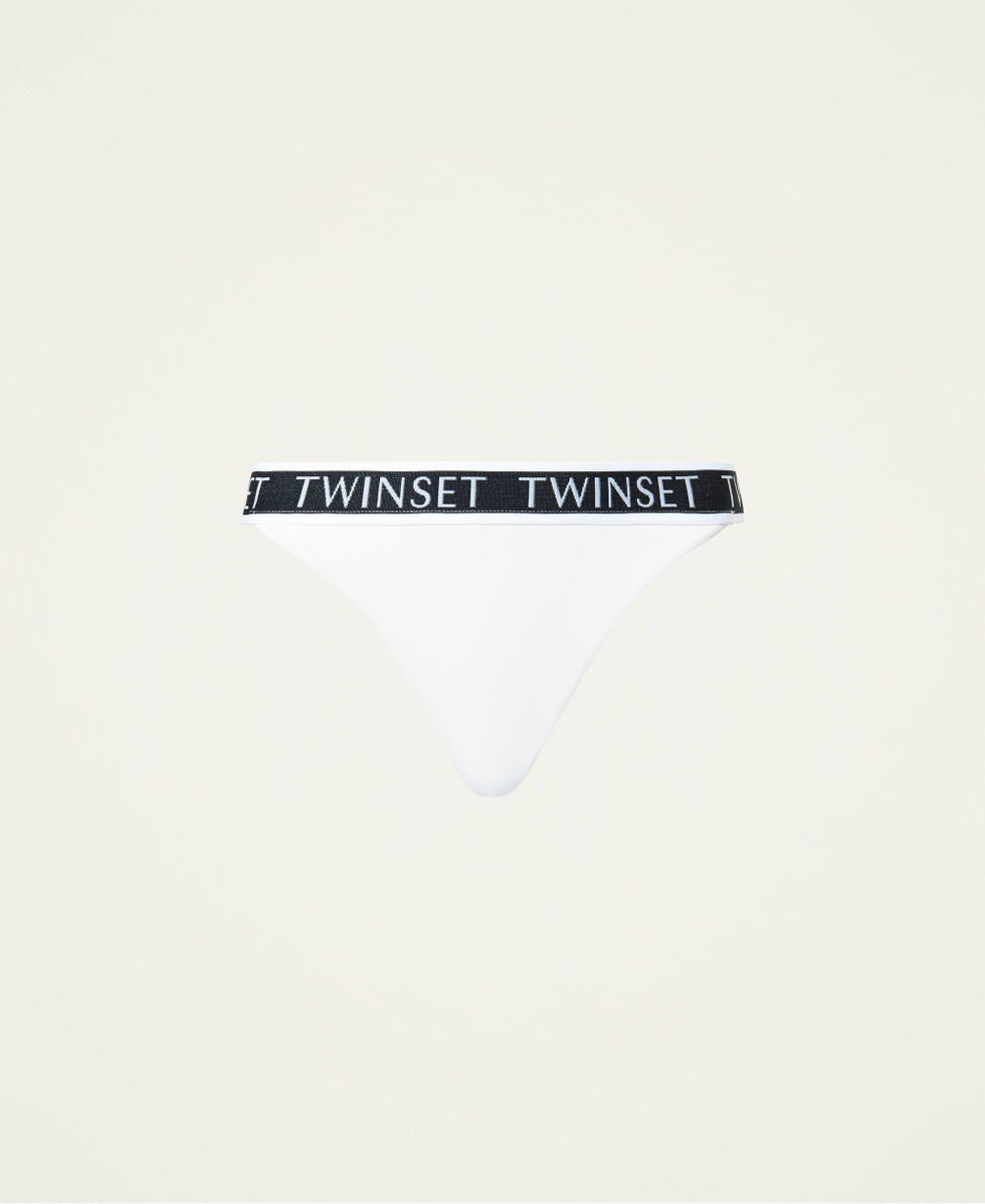 G-string with logo elastic Woman, White