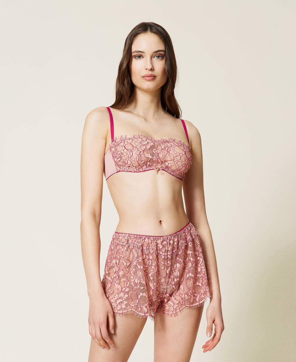 Soutien-gorge bandeau en dentelle Bicolore Misty Rose / Fuchsia &laquo;&thinsp;Peony&thinsp;&raquo; Femme 212LI6B11-05