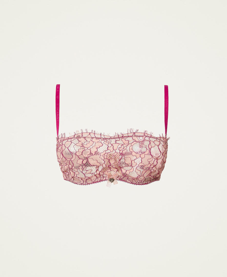 Lace bandeau bra Two-tone Misty Rose / “Peony” Fuchsia Woman 212LI6B11-0S