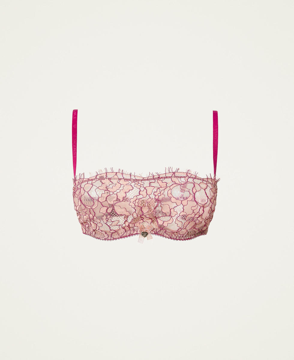 Soutien-gorge bandeau en dentelle Bicolore Misty Rose / Fuchsia &laquo;&thinsp;Peony&thinsp;&raquo; Femme 212LI6B11-0S