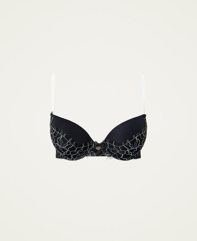 Push-up bra with Chantilly lace Two-tone Black / Ivory Woman 212LI6B44-0S