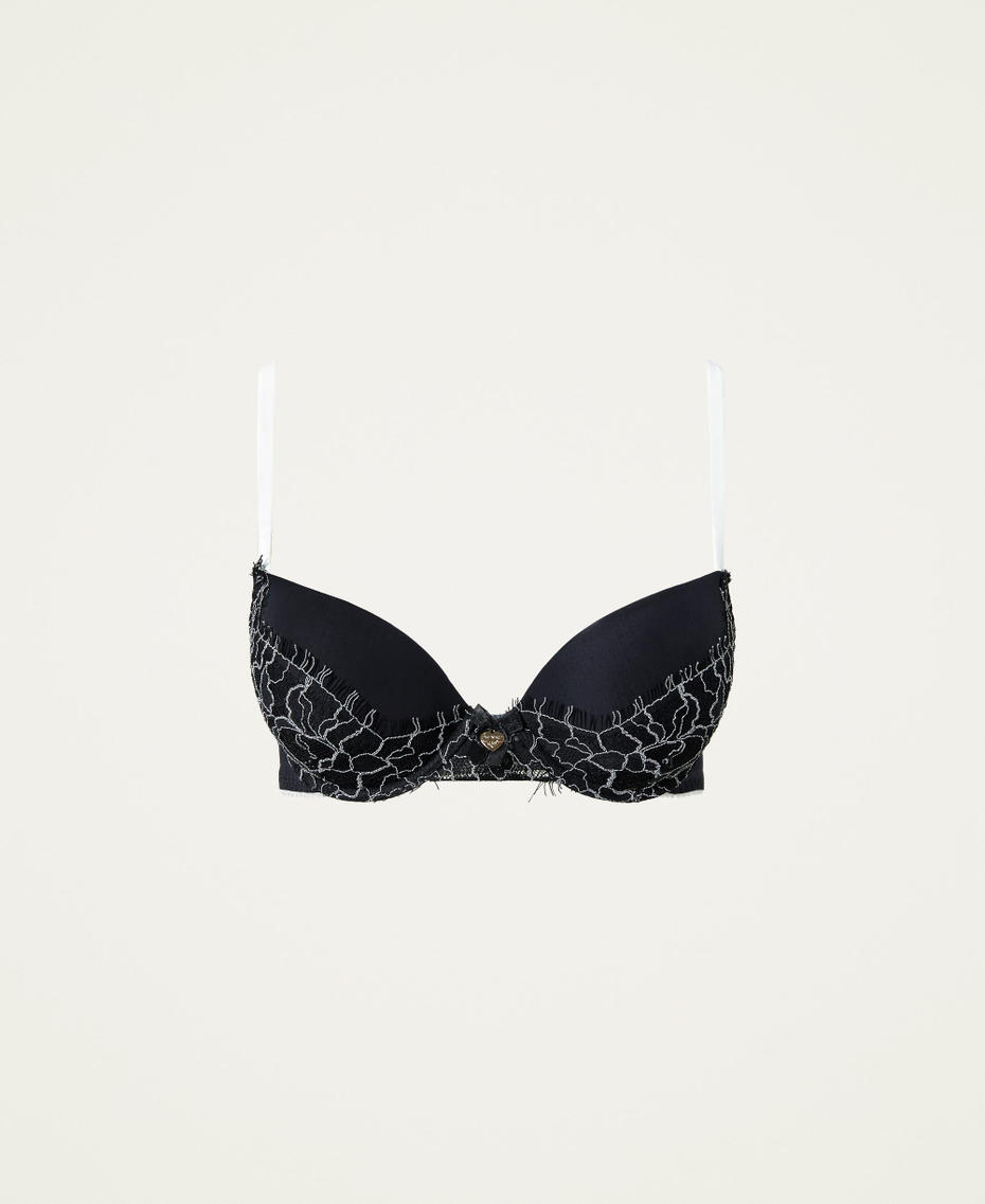 Push-up bra with Chantilly lace Two-tone Black / Ivory Woman 212LI6B44-0S