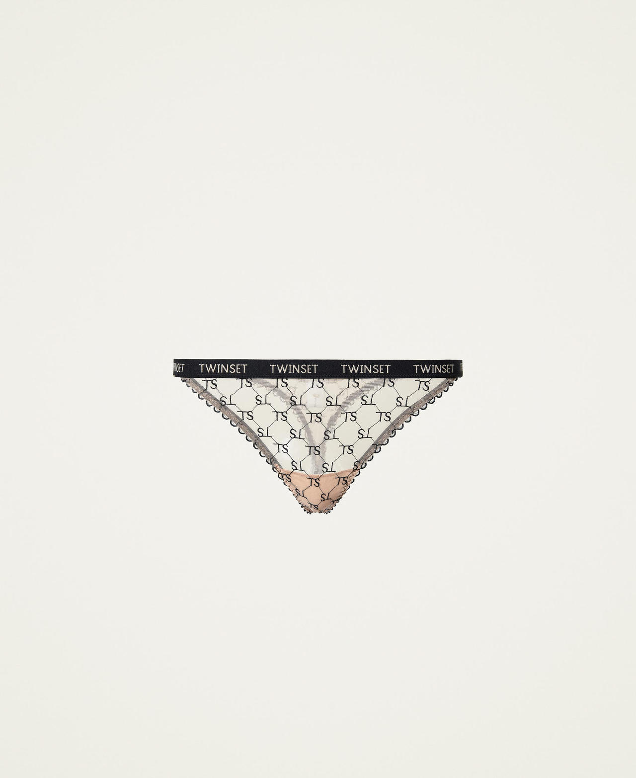 String en tulle avec &eacute;lastique sigl&eacute; Bicolore Nude Chair/Noir Femme 212LI6C88-0S