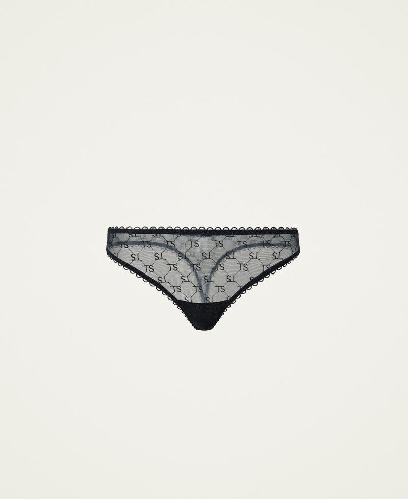 Tulle g-string with logo Black Woman 212LI6CXX-0S