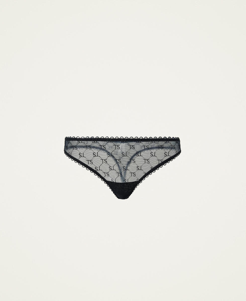 Tulle g-string with logo Black Woman 212LI6CXX-0S