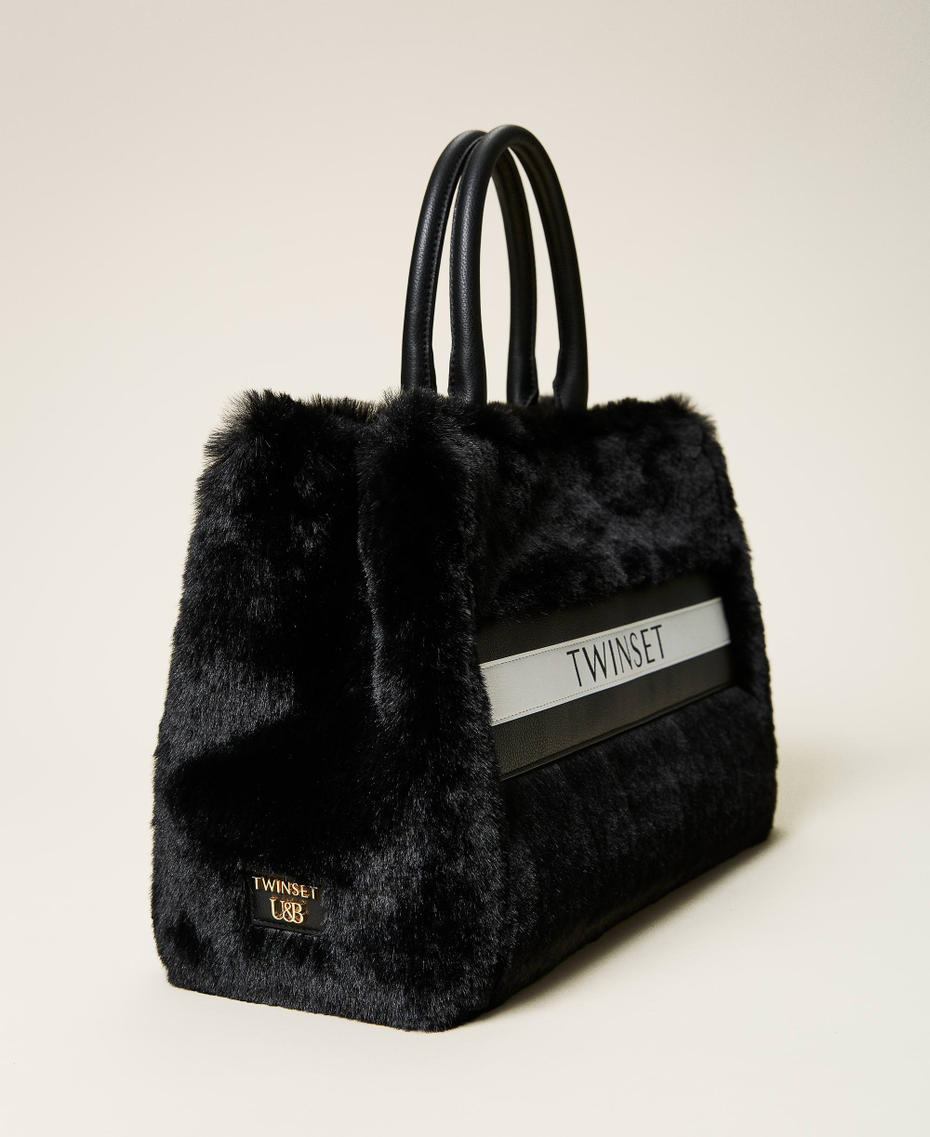 Shopper with logo print Black Woman 212LI7ZWW-01