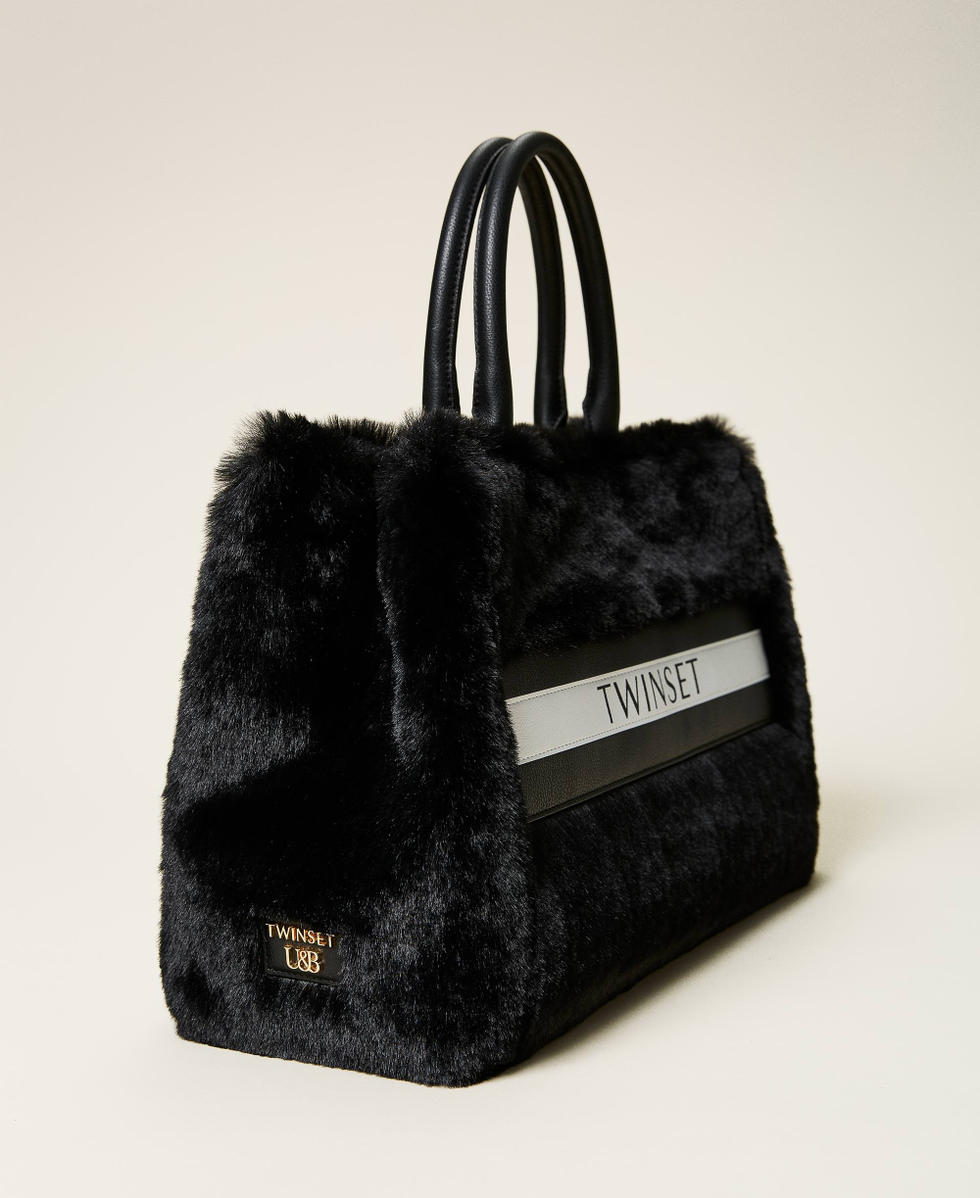 Shopper with logo print Black Woman 212LI7ZWW-01