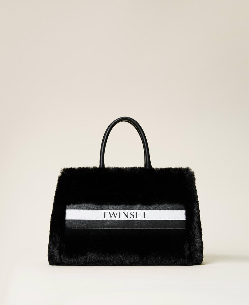 Shopper with logo print Black Woman 212LI7ZWW-02