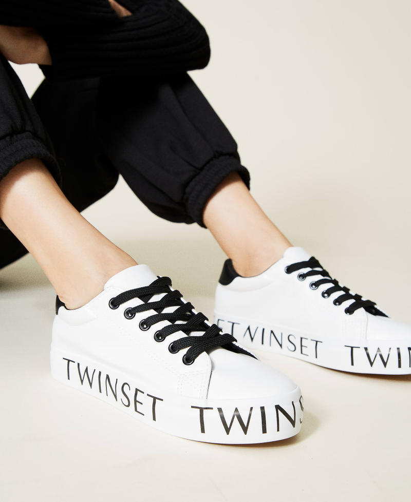 Sneakers con logo Bicolor Bianco Ottico / Nero Donna 212LIPZTT-0S