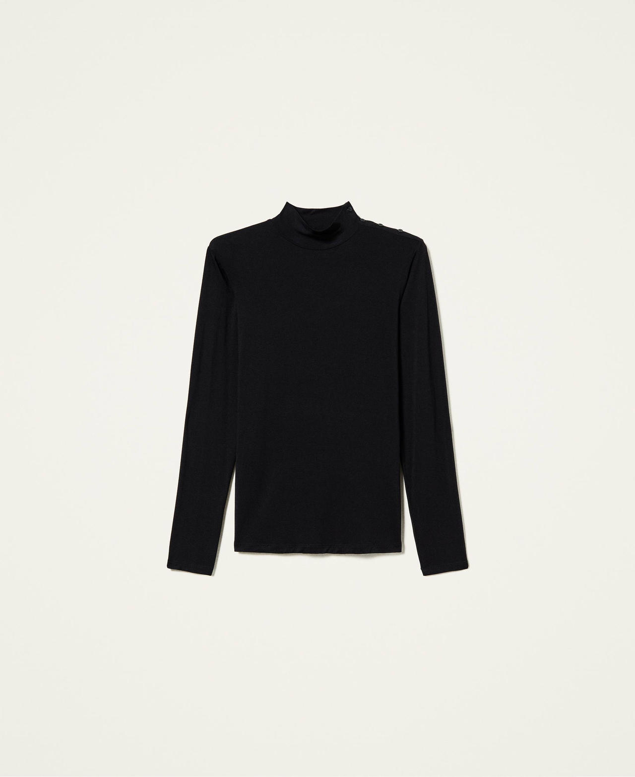 Turtleneck jumper with buttons Black Woman 212LL2AAA_00006_0S