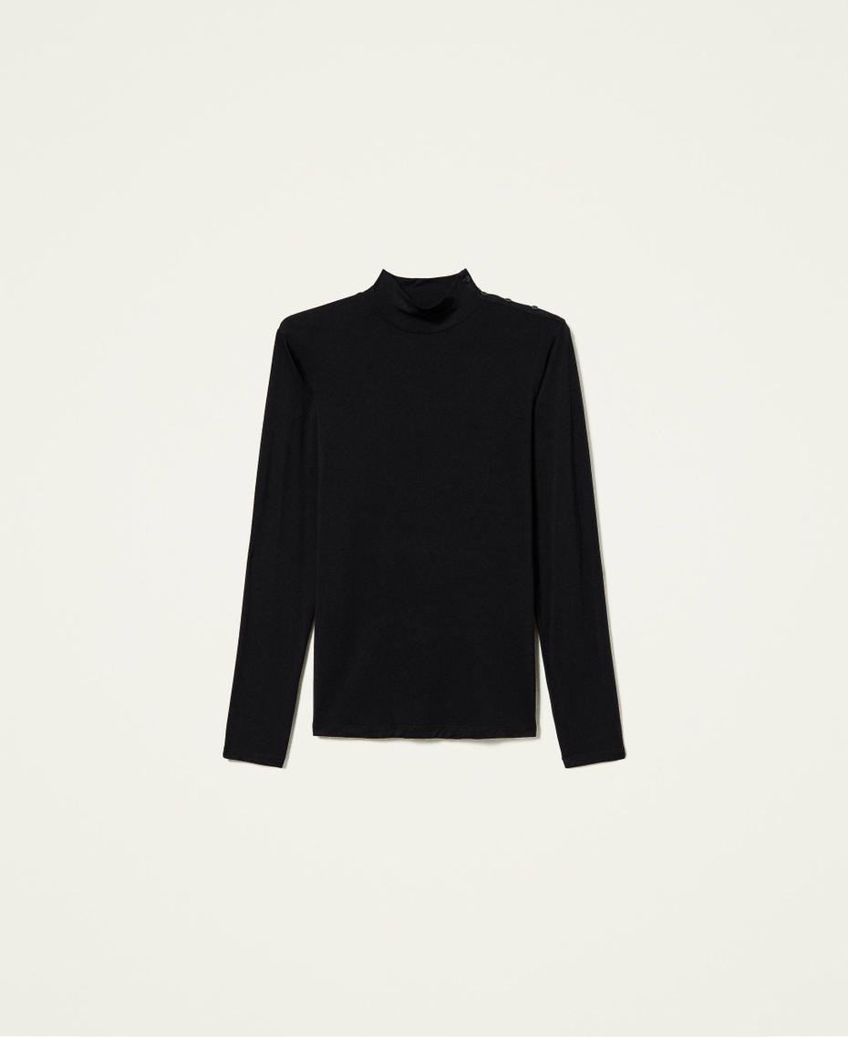 Turtleneck jumper with buttons Black Woman 212LL2AAA_00006_S0