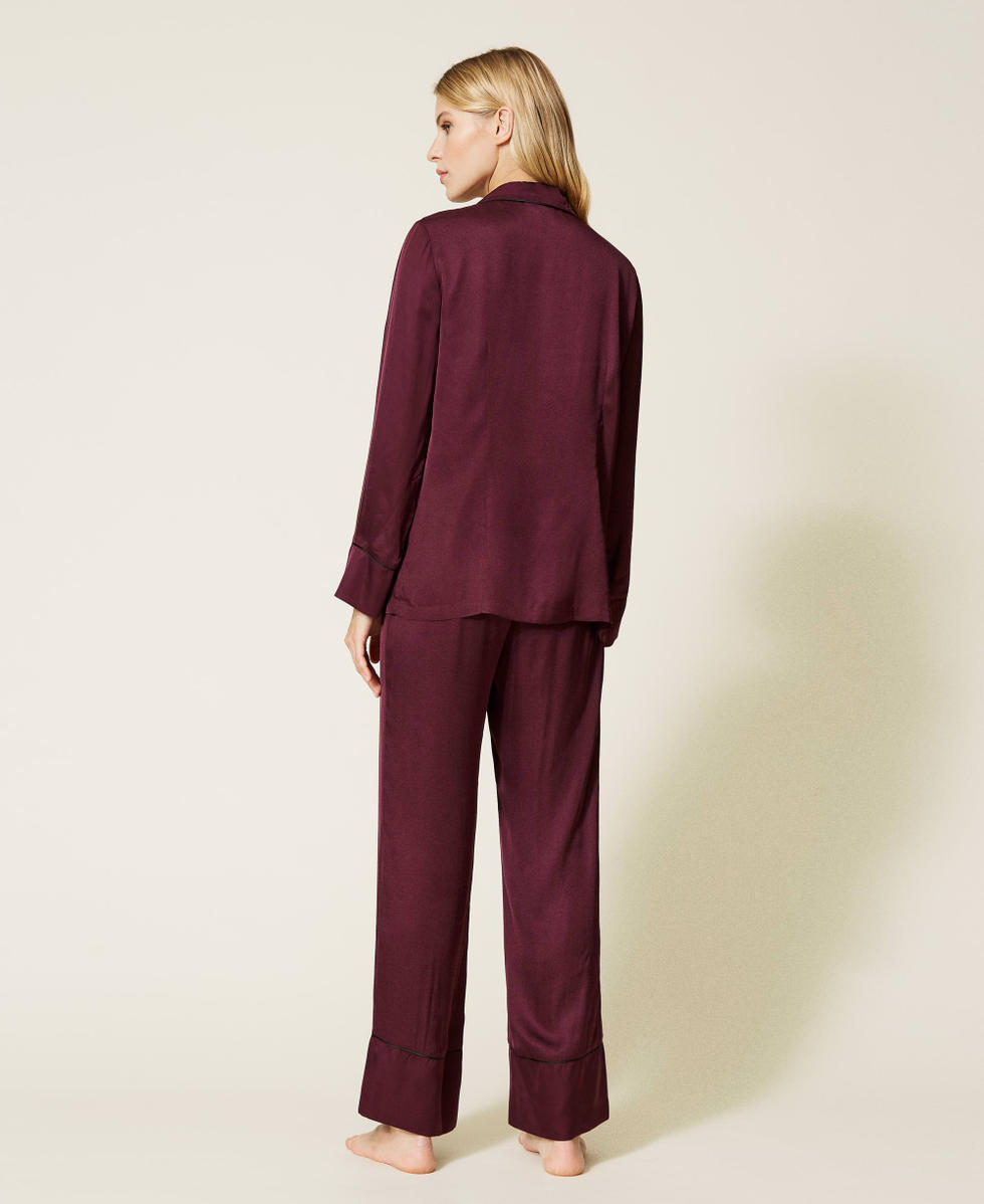 Pyjama long en satin Femme, Violet