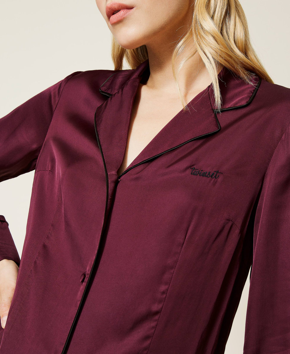 Pigiama lungo in raso Viola "Dark Wine" Donna 212LL2BYY-05