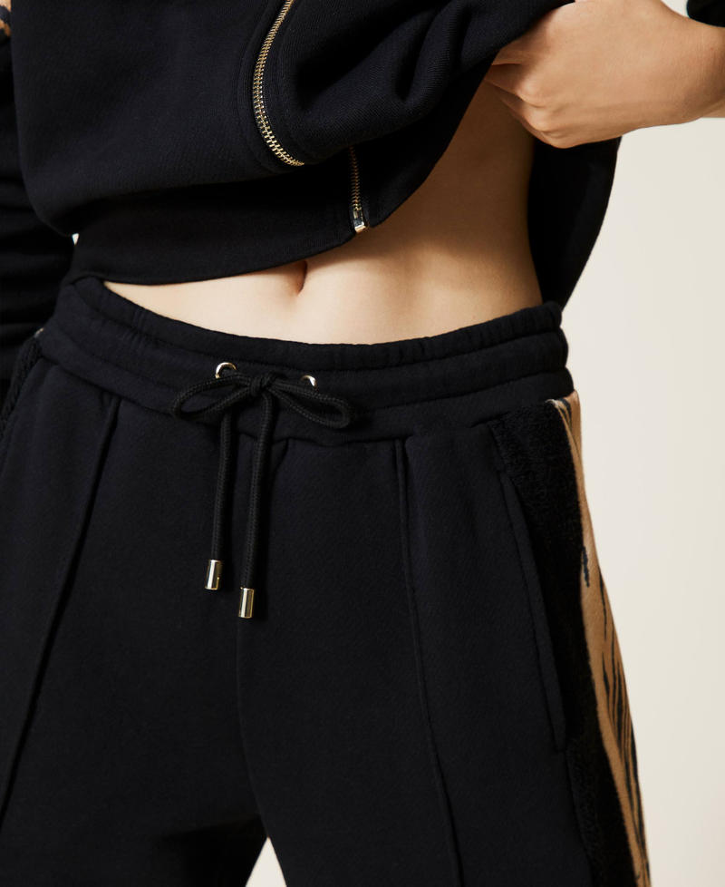 Felpa e pantaloni con bande animalier Bicolor Nero / Stampa Tigre Donna 212LL2CAA-05