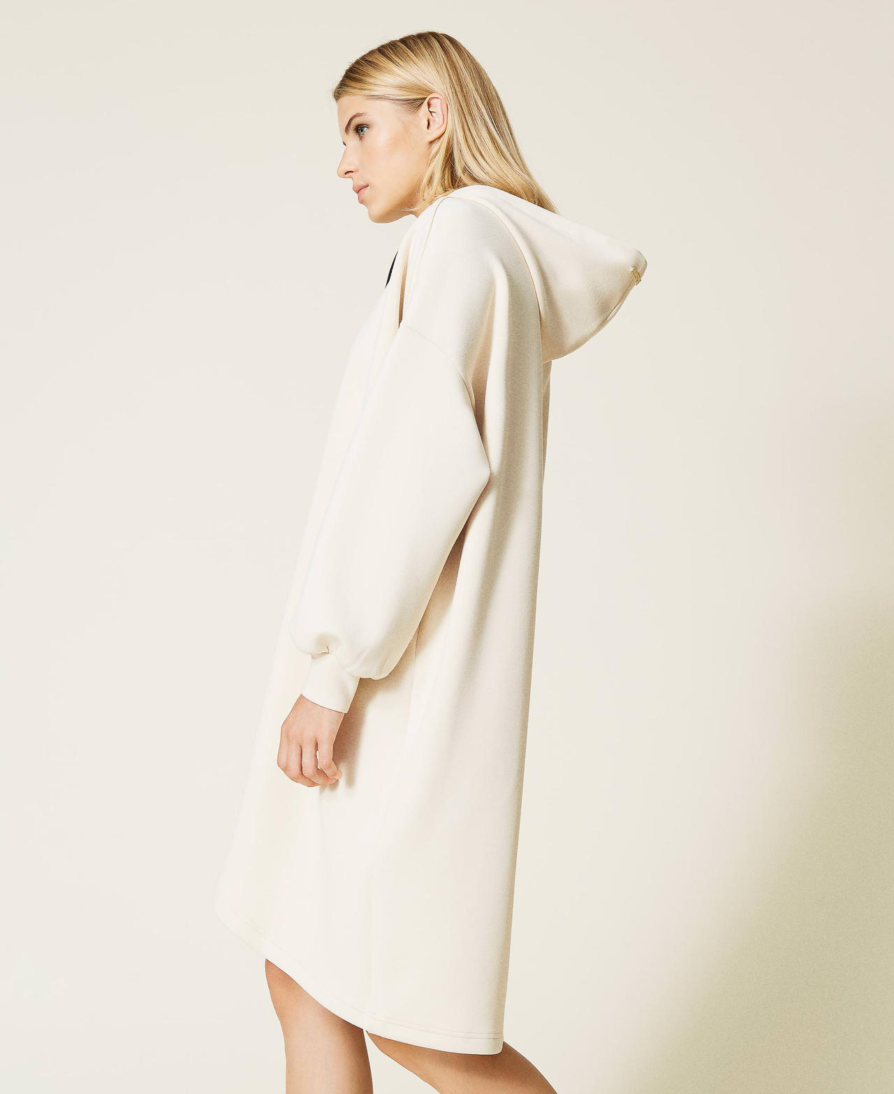 Plush fabric dress with logo "Shell" Beige Woman 212LL2CHH-02