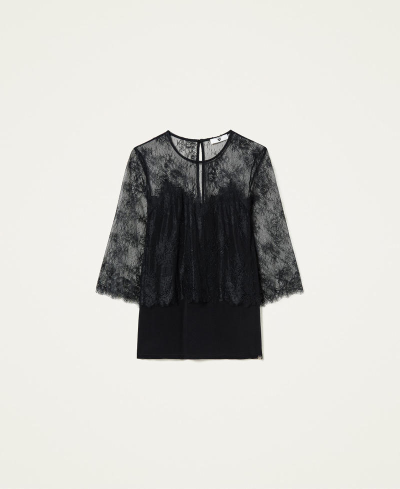 Blusa in pizzo Chantilly Nero Donna 212LL2DBB-0S