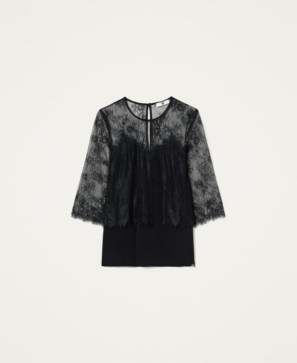 Chantilly lace blouse Black Woman 212LL2DBB-0S