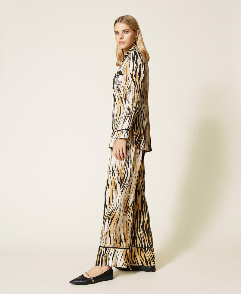 Pantalón de raso con estampado animal print Estampado Tigre Mujer 212LL2EMM-02