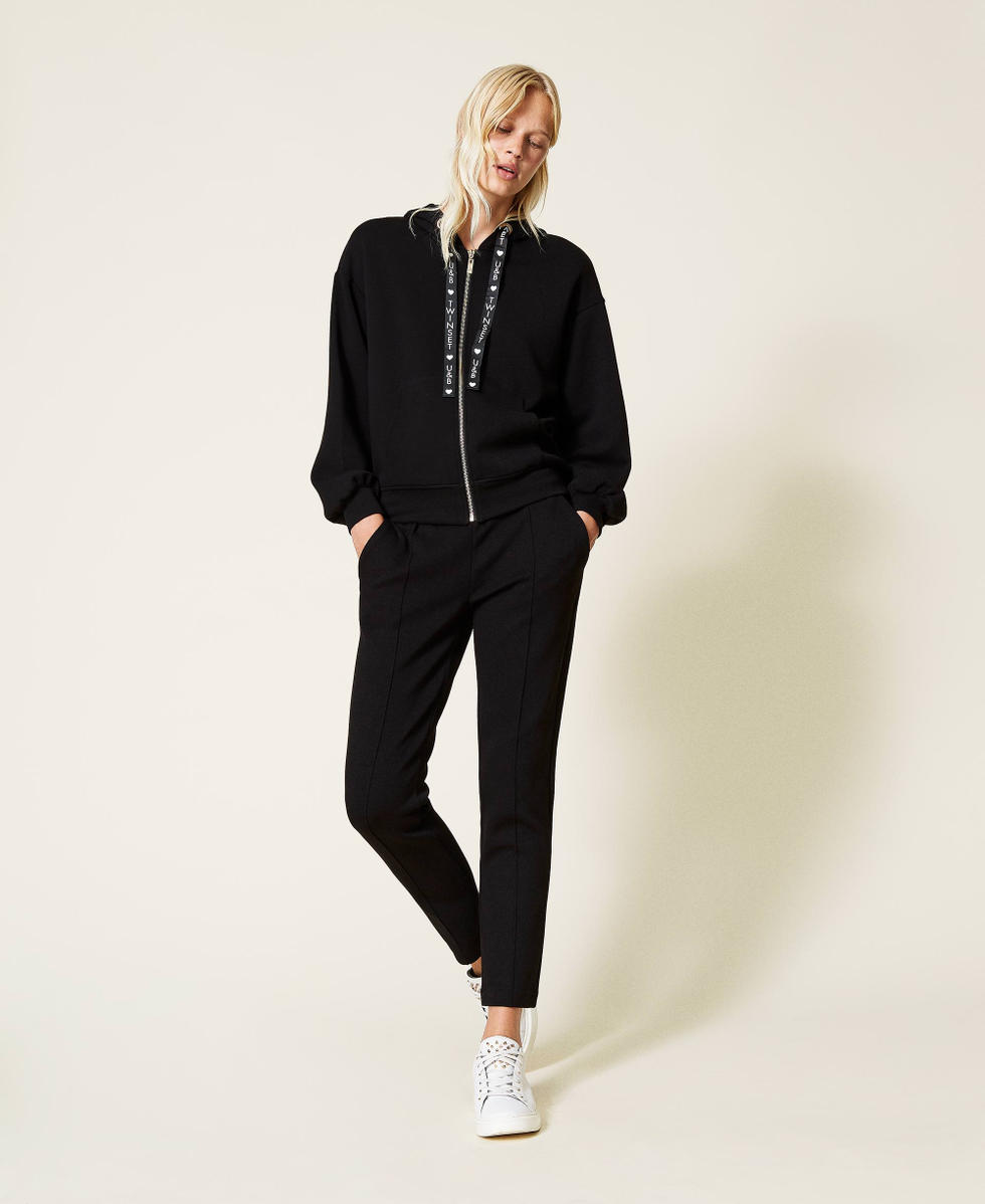 Sweatjacke und Hose aus Scuba Schwarz Frau 212LL2FAA-01