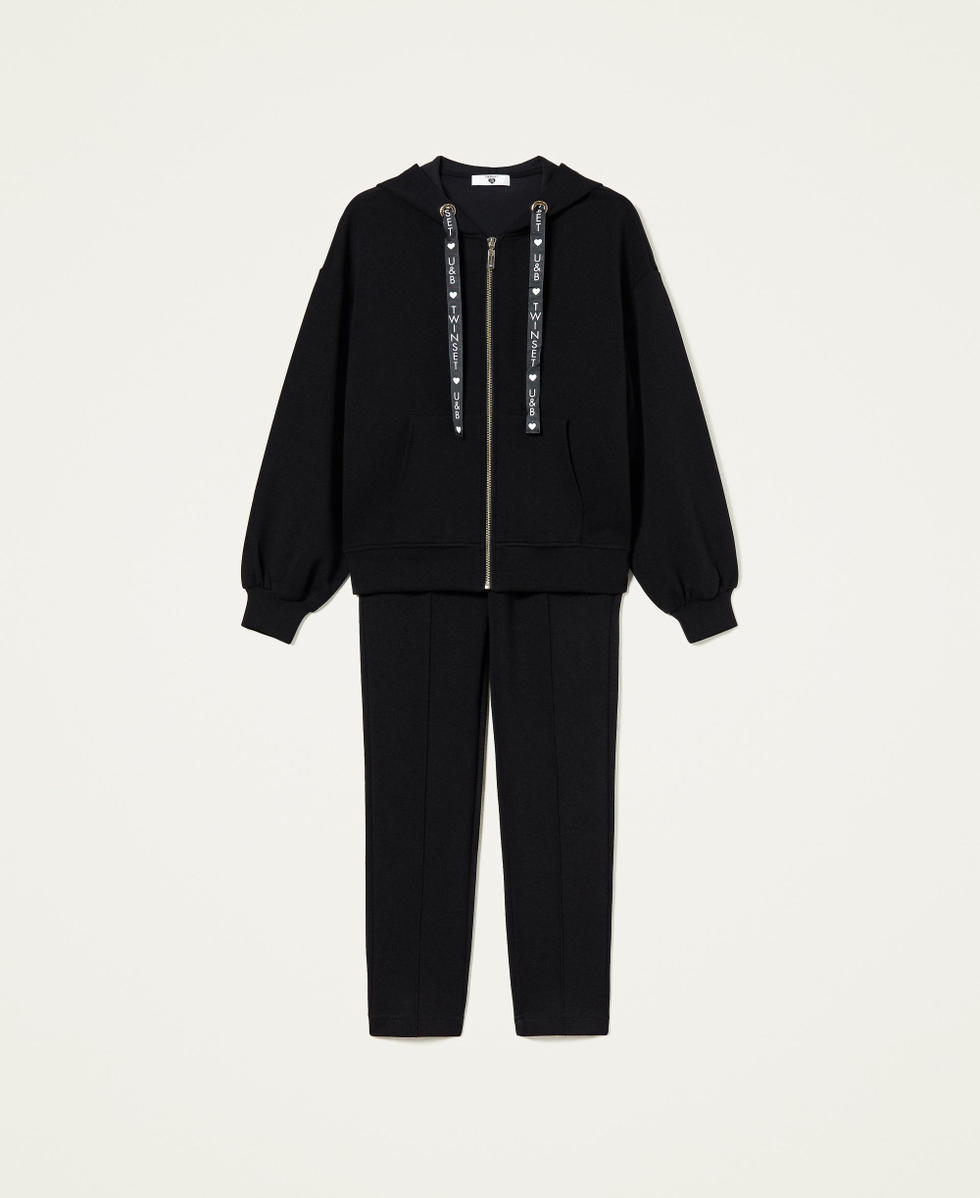 Sweatjacke und Hose aus Scuba Schwarz Frau 212LL2FAA-0S