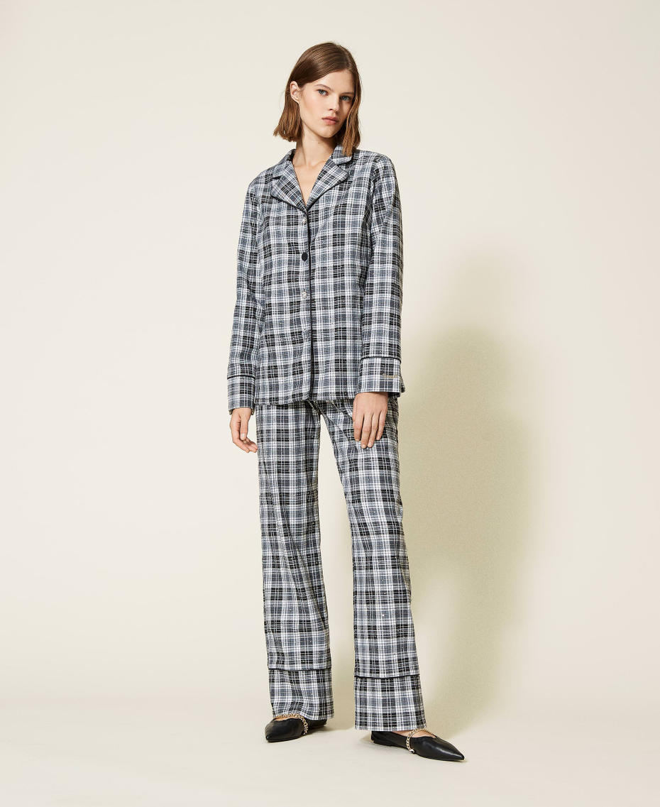 Langer Pyjama mit Karomuster Karos Frau 212LL2LFF-01