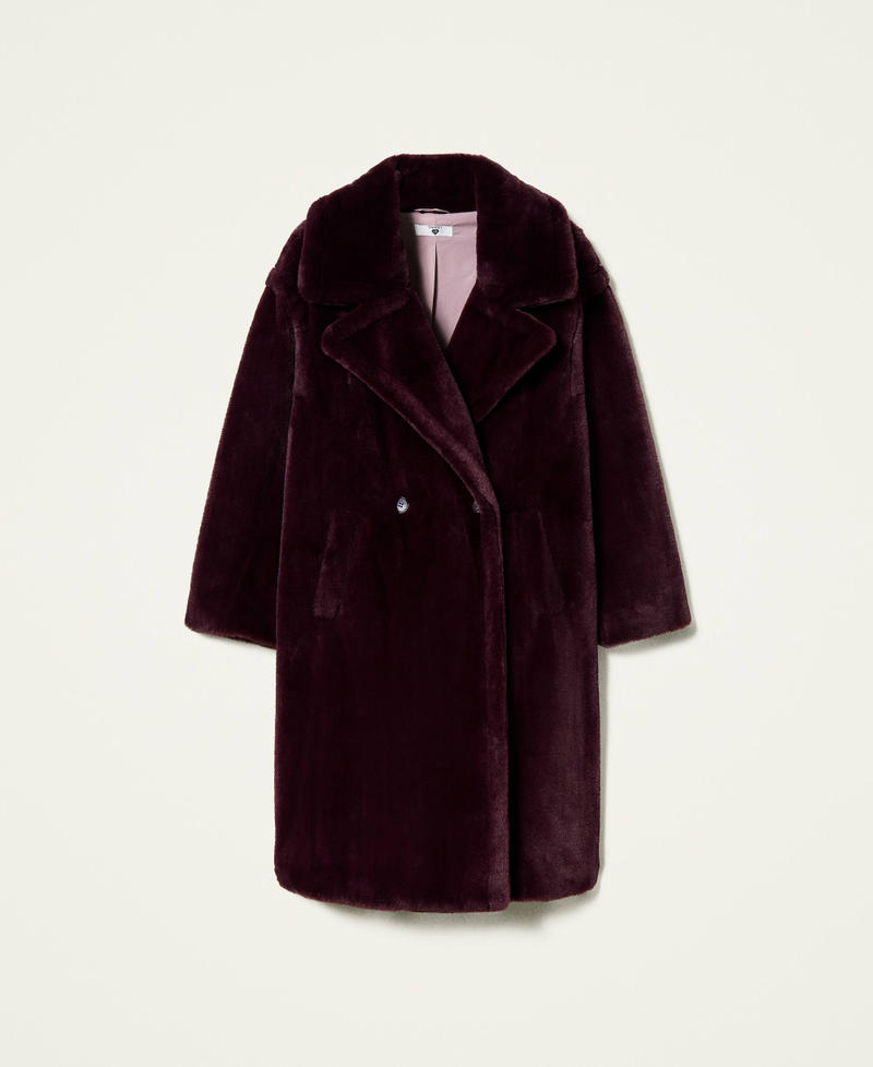 Double breasted coat with lapels &ldquo;Dark Wine&rdquo; Purple Woman 212LL2NAA-0S