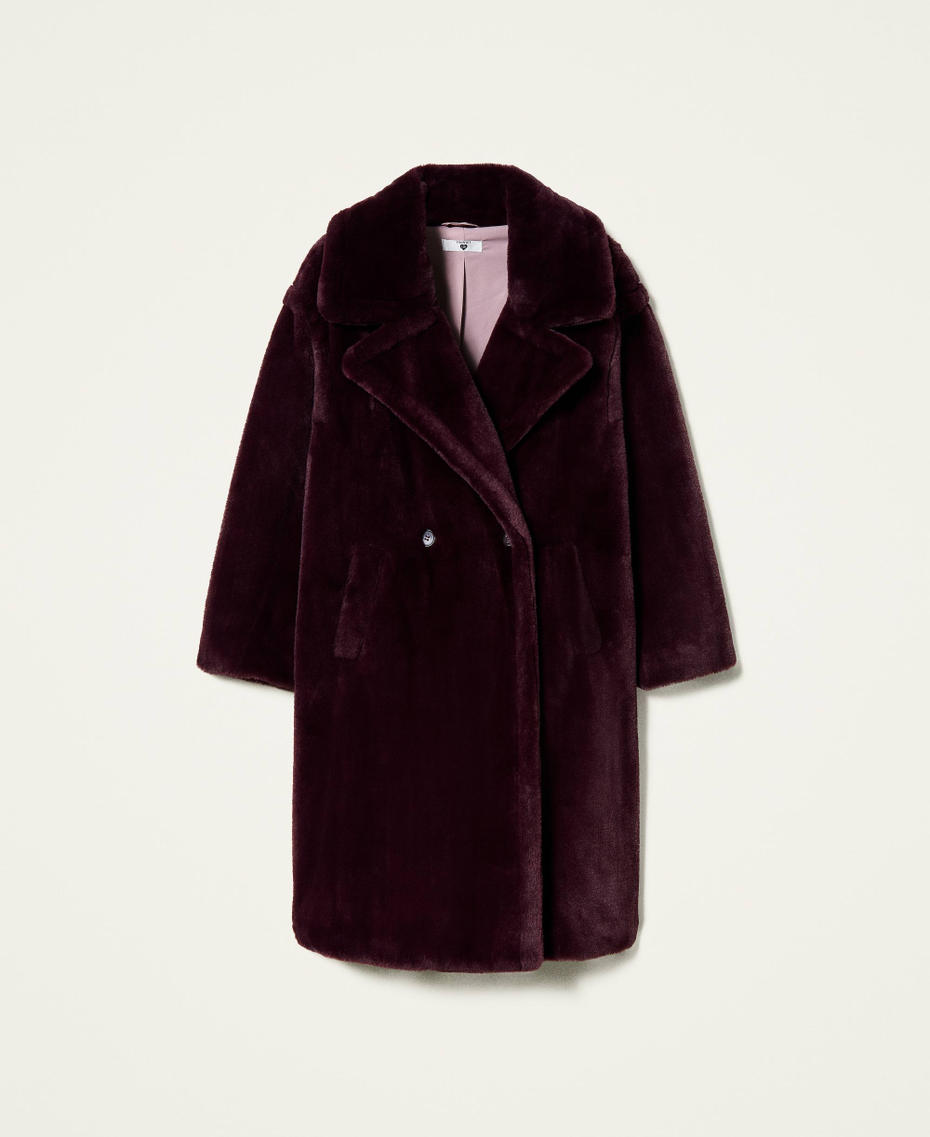 Double breasted coat with lapels &ldquo;Dark Wine&rdquo; Purple Woman 212LL2NAA-0S