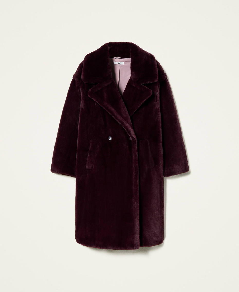 Двубортное пальто с лацканами Фиолетовый "Темное вино" женщина 212LL2NAA-0S