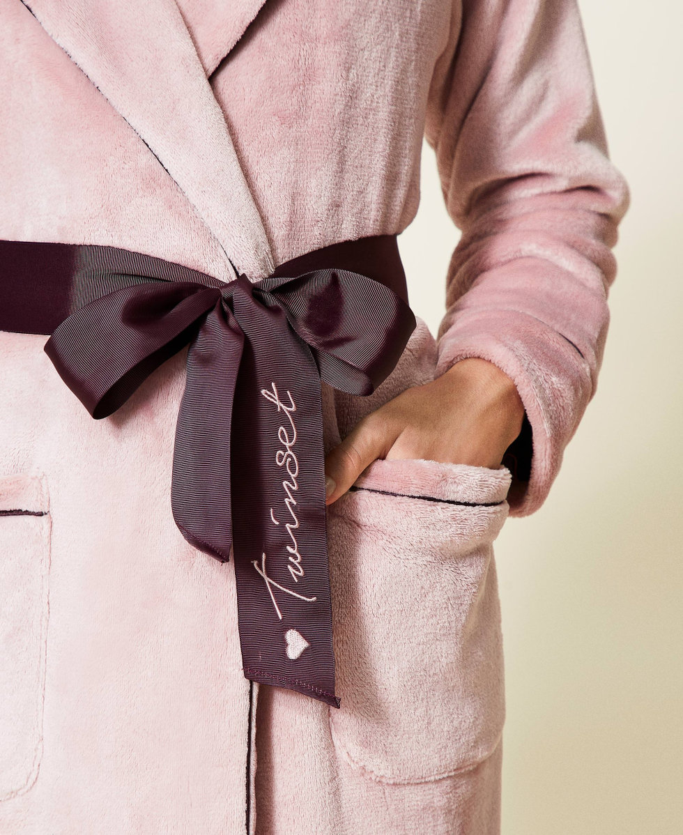 Dressing gown with logo belt Woman Pink TWINSET Milano